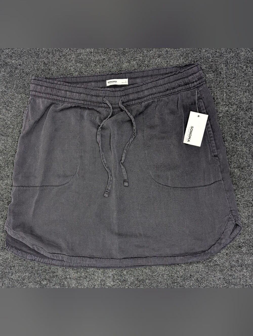 Sonoma Drawstring Pocket Skirt in Faded Black - Size Large
